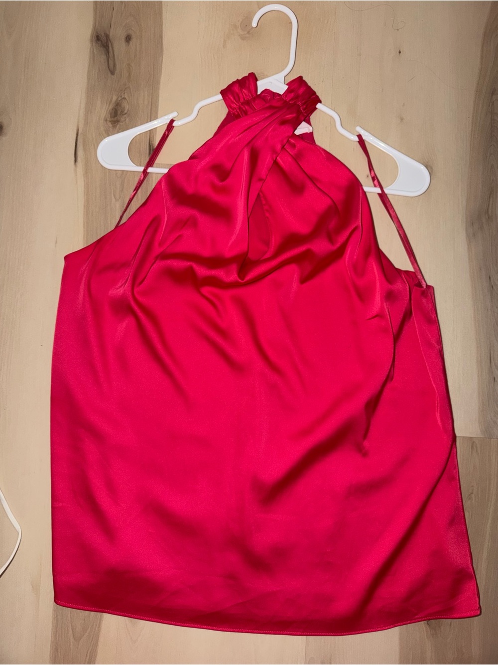 Bright Fuchsia Halter Neck Satin Top